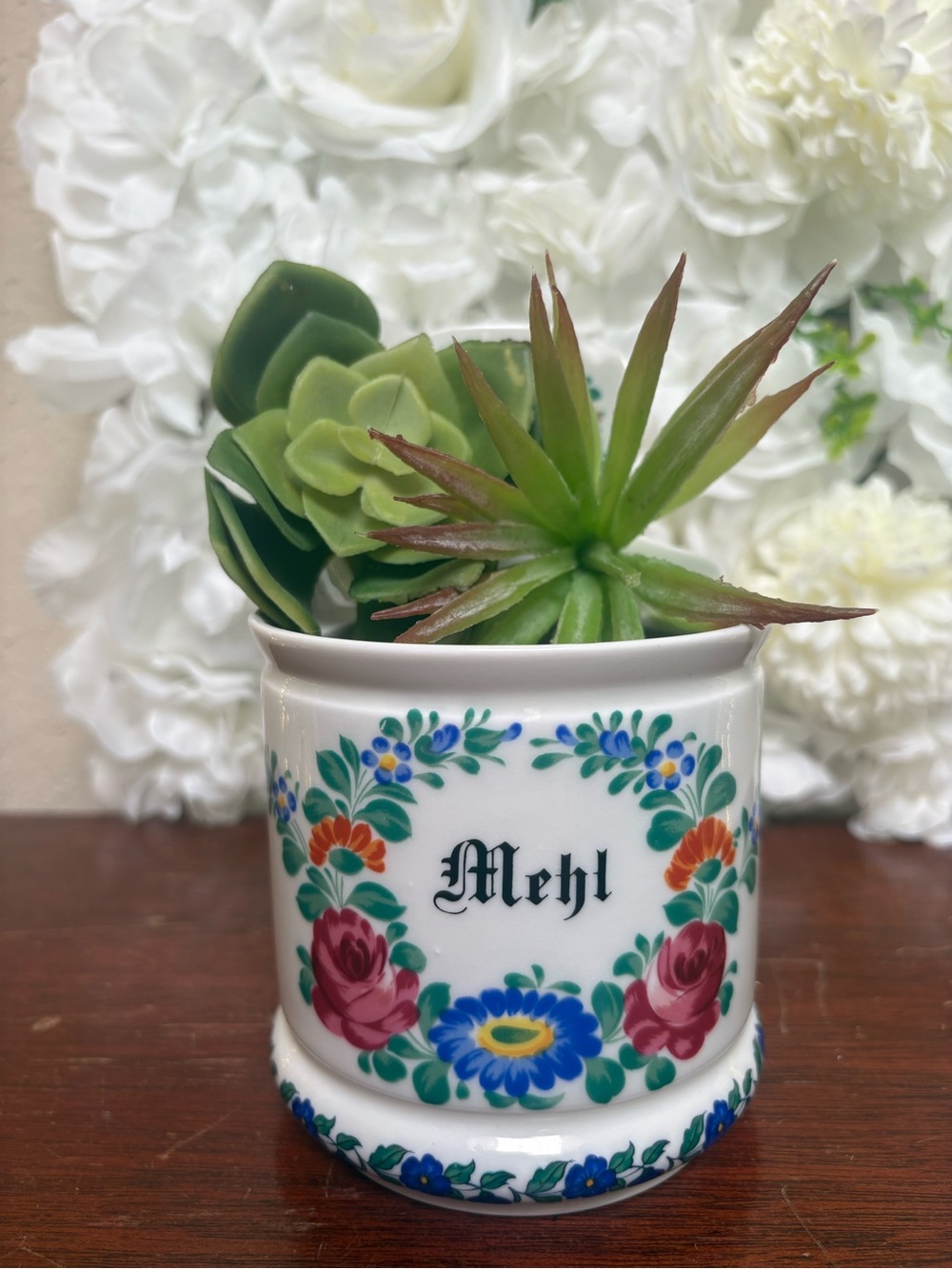 Vintage Floral Flour Pot